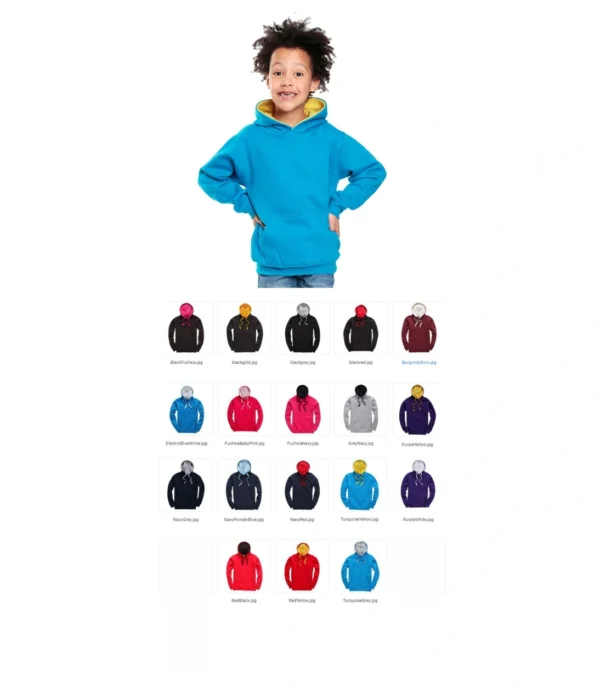W73K Cottonridge Kid's  Contrast Hoodie / concealed Phone pocket